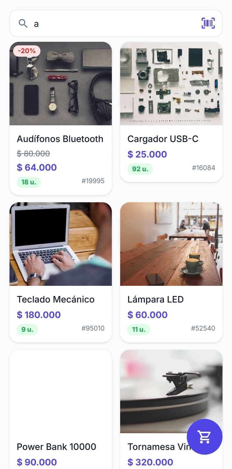 Búsqueda de productos para facturar, con productos en promoción